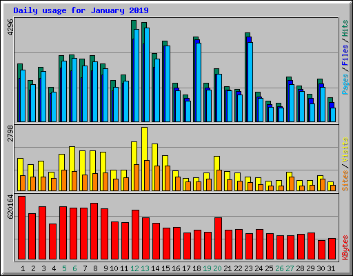 Daily usage for January 2019