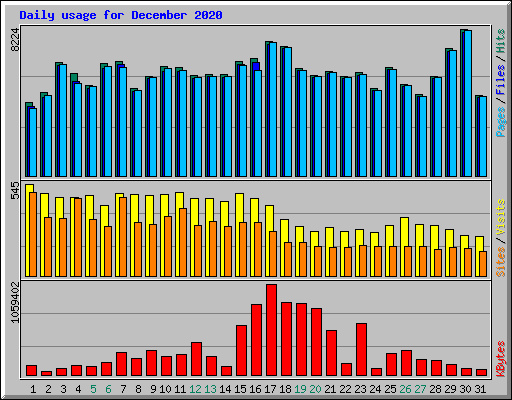 Daily usage for December 2020