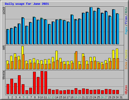 Daily usage for June 2021