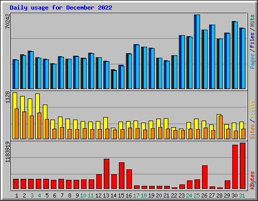 Daily usage for December 2022