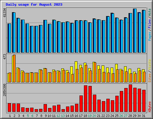 Daily usage for August 2023