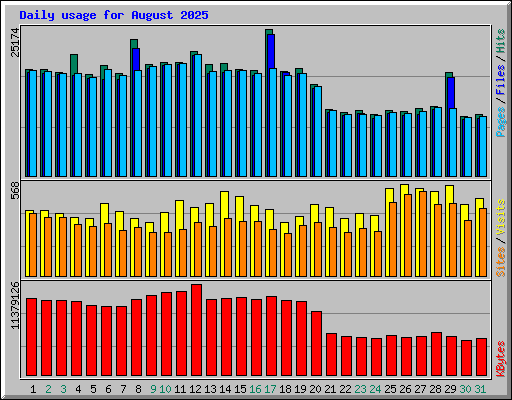 Daily usage for August 2025