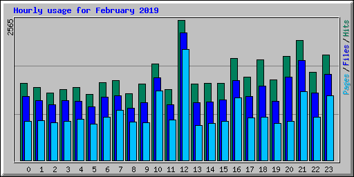 Hourly usage for February 2019