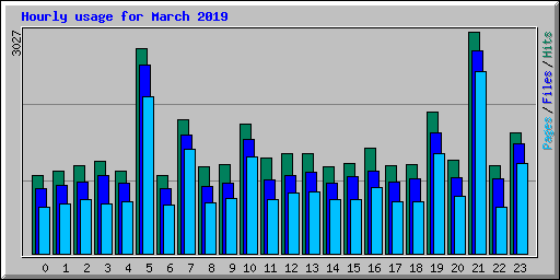 Hourly usage for March 2019