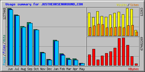 Usage summary for JUSTHEARSENAROUND.COM